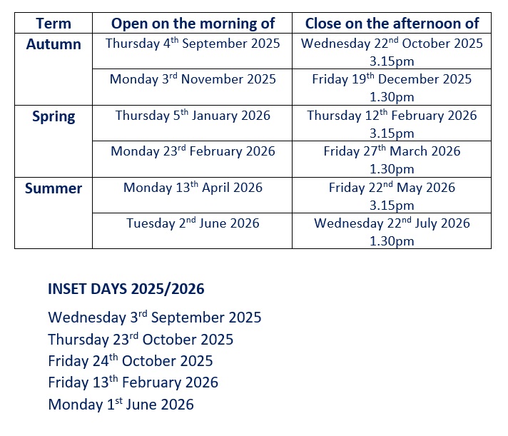 Termdates 25 26